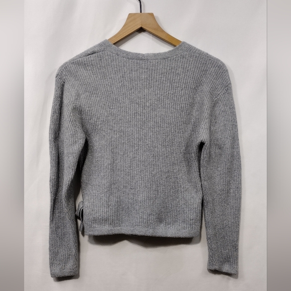 Old Navy So Soft Ribbed Faux Wrap Sweater Girls L Gray Retro Minimalist Y2K 90s - Picture 5 of 8